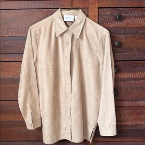 Liz Claiborne Tan Button-Down Shirt